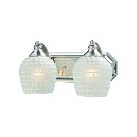 Elk Lighting Mix-N-Match Vanity 2-Light Wall Lamp in Satin Nickel with White Glass 570-2N-WHT